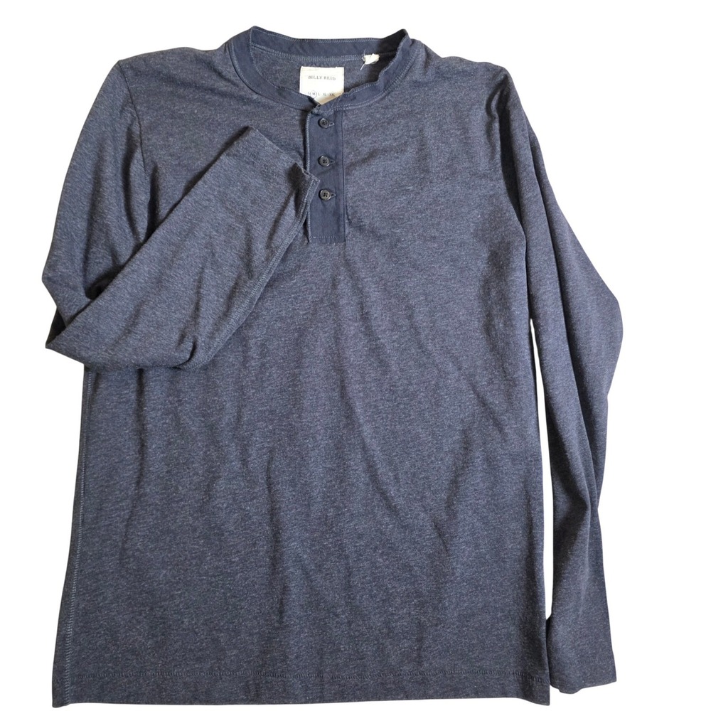 Billy Reid Dover Henley Men's Medium Long Sleeve Button Neck Charcoal Grey